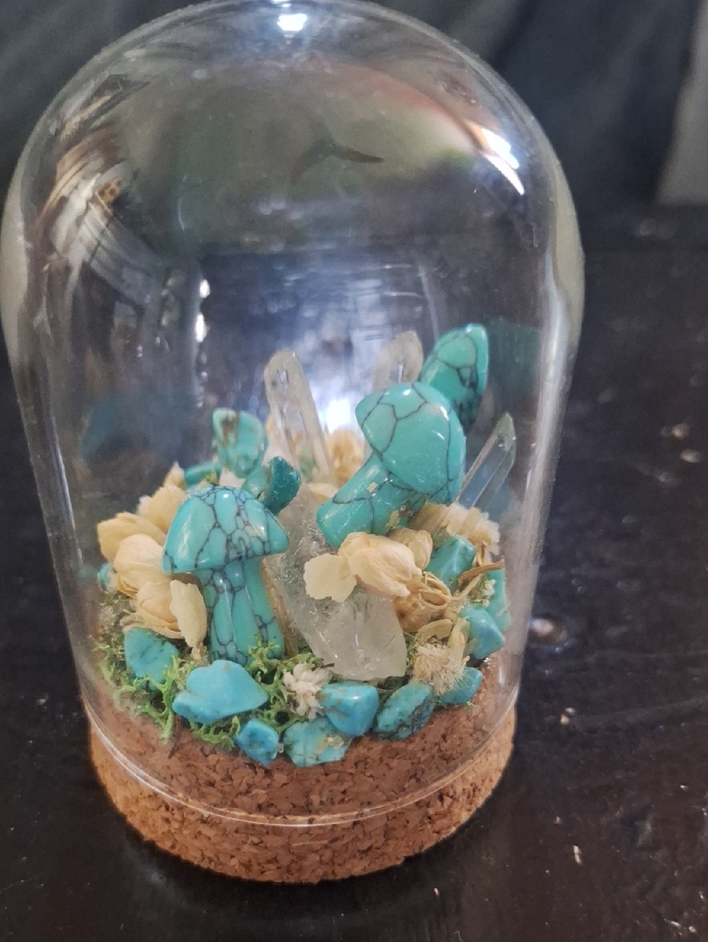 Turquoise Mushroom Crystal Dome Decorative Terrarium